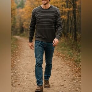 American Eagle Outfitters Brown Striped Long Sleeve Sweater